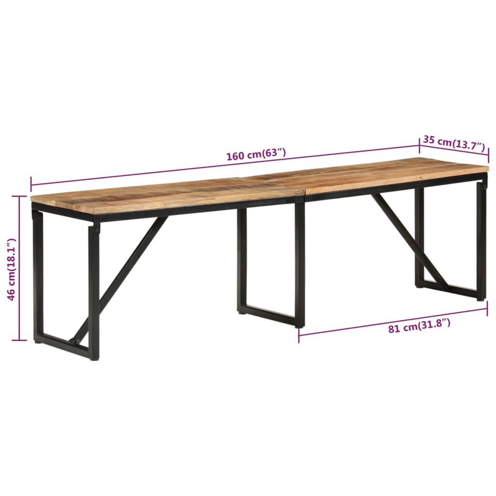 Banc 110x35x45 cm en manguier massif