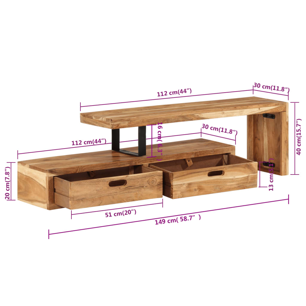 Tv-meubel massief gerecycled hout