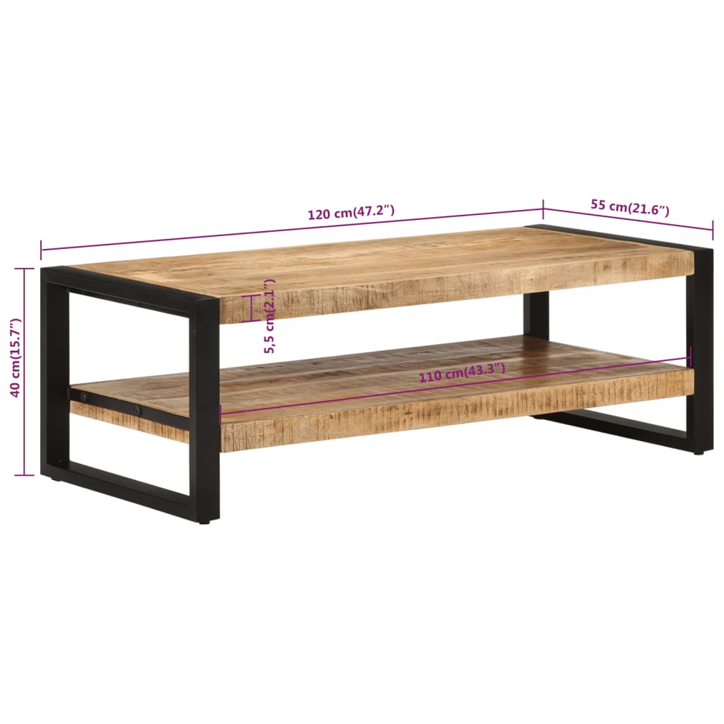 Table basse 120x60x40 cm bois massif recyclé