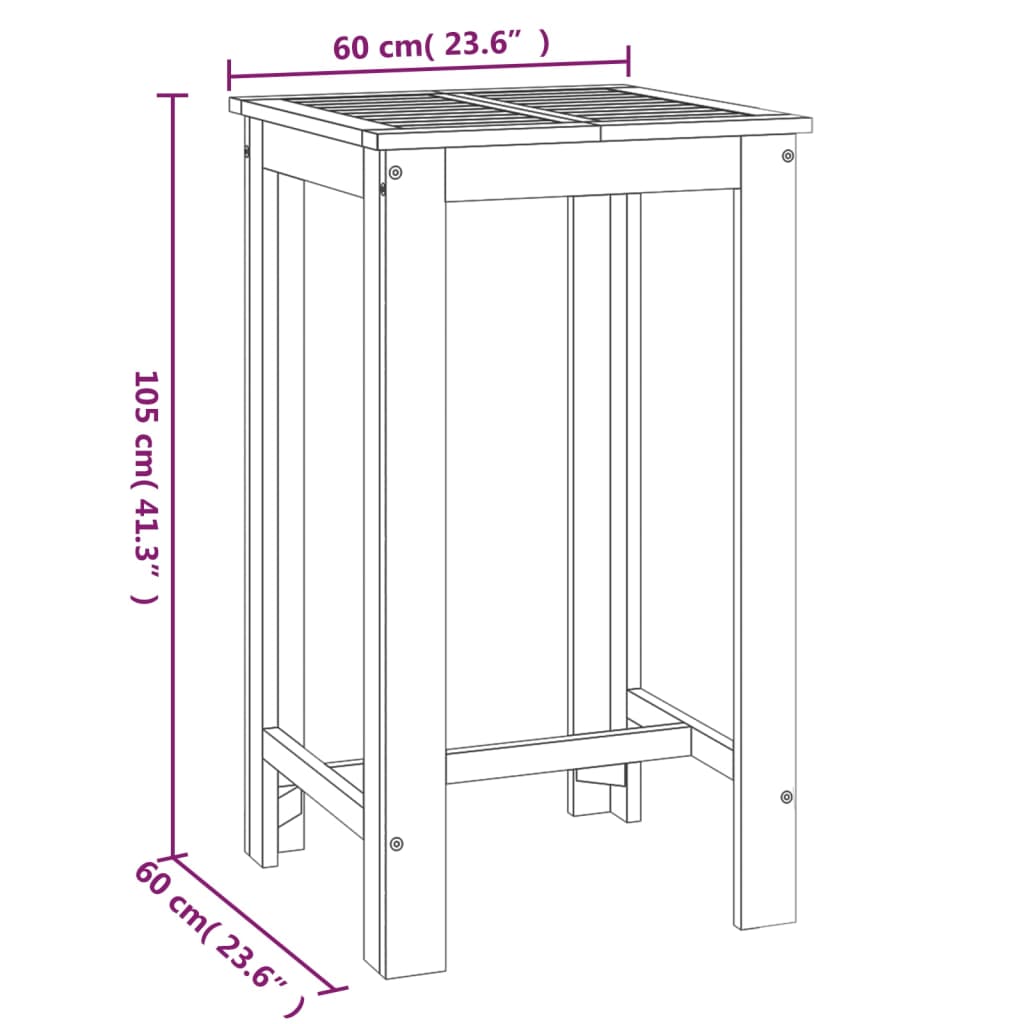 Tuinbartafel 120x60x105 cm massief acaciahout