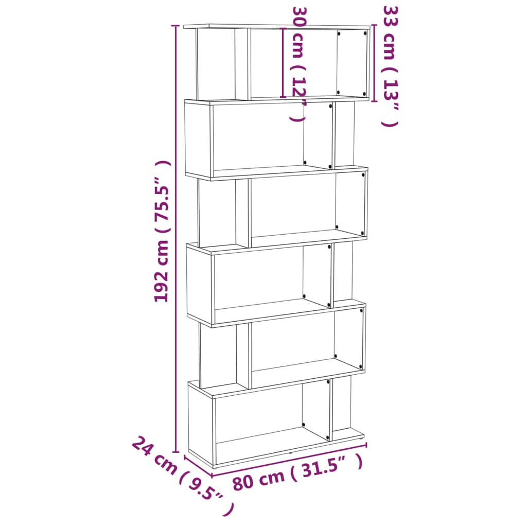 Boekenkast / kamerscherm 80x24x192 cm bewerkt hout