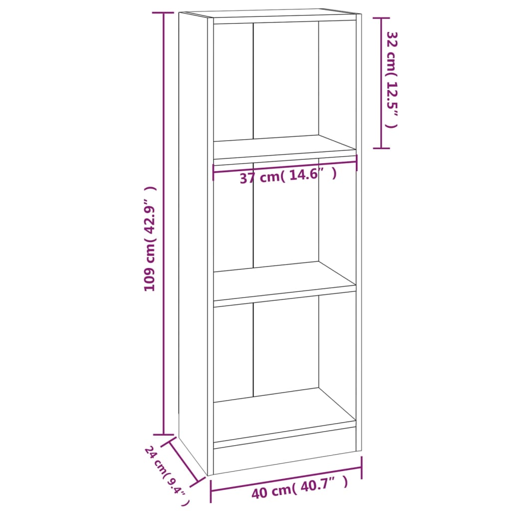 Boekenkast 60x24x175 cm bewerkt hout eikenkleurig