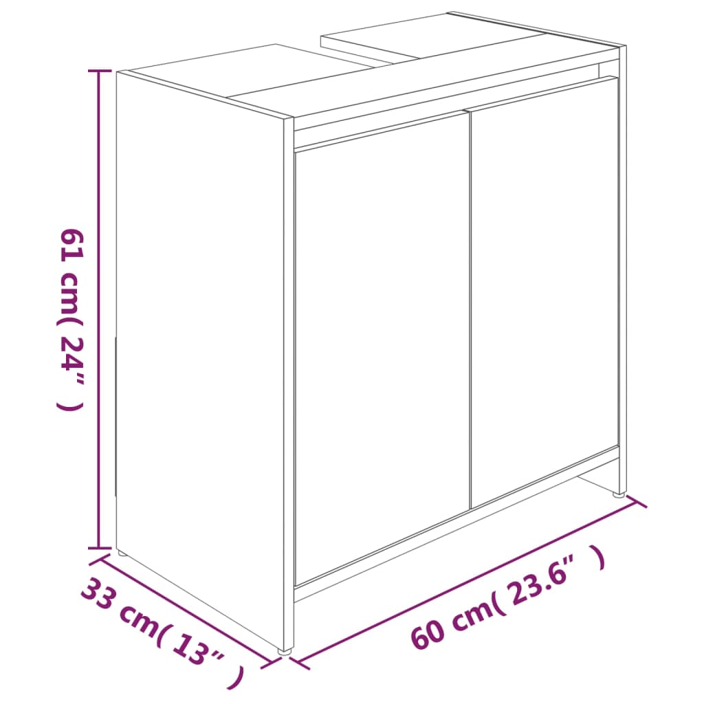 Meuble de salle de bain 60x33x61 cm bois fini