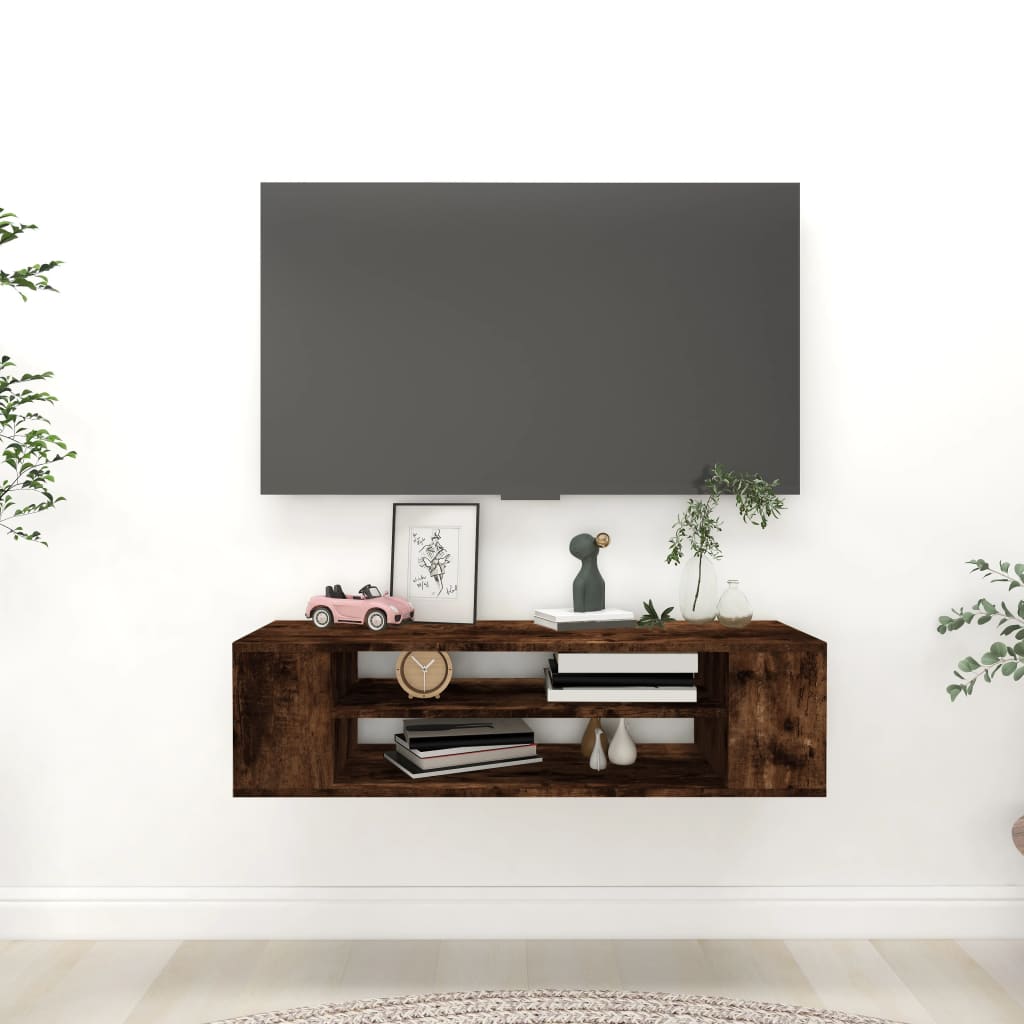 Tv-hangmeubel 100x30x26,5 cm bewerkt hout betongrijs