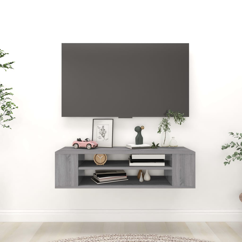 Meuble TV suspendu 100x30x26,5 cm bois fini chêne sonoma coloré