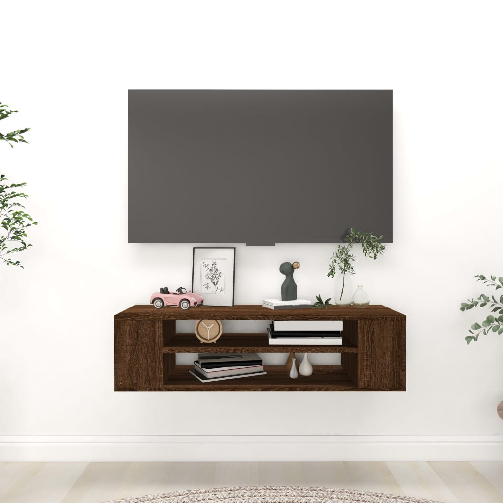 Meuble TV suspendu 100x30x26,5 cm bois fini chêne sonoma coloré