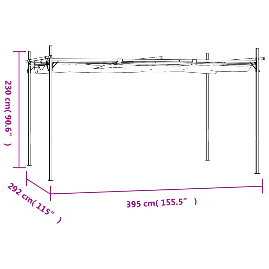 Pergola met uitschuifbaar dak 295x292x230 antracietkleurig