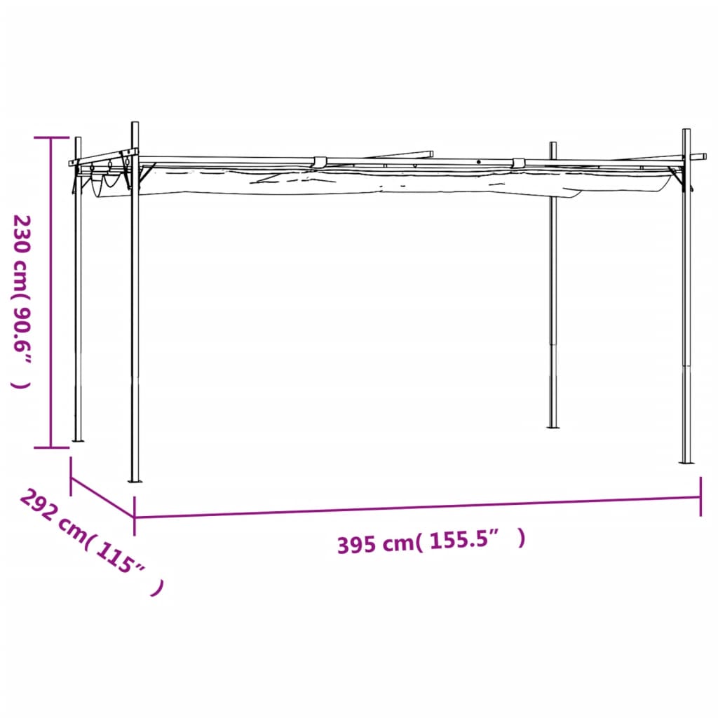 Pergola met uitschuifbaar dak 295x292x230 antracietkleurig