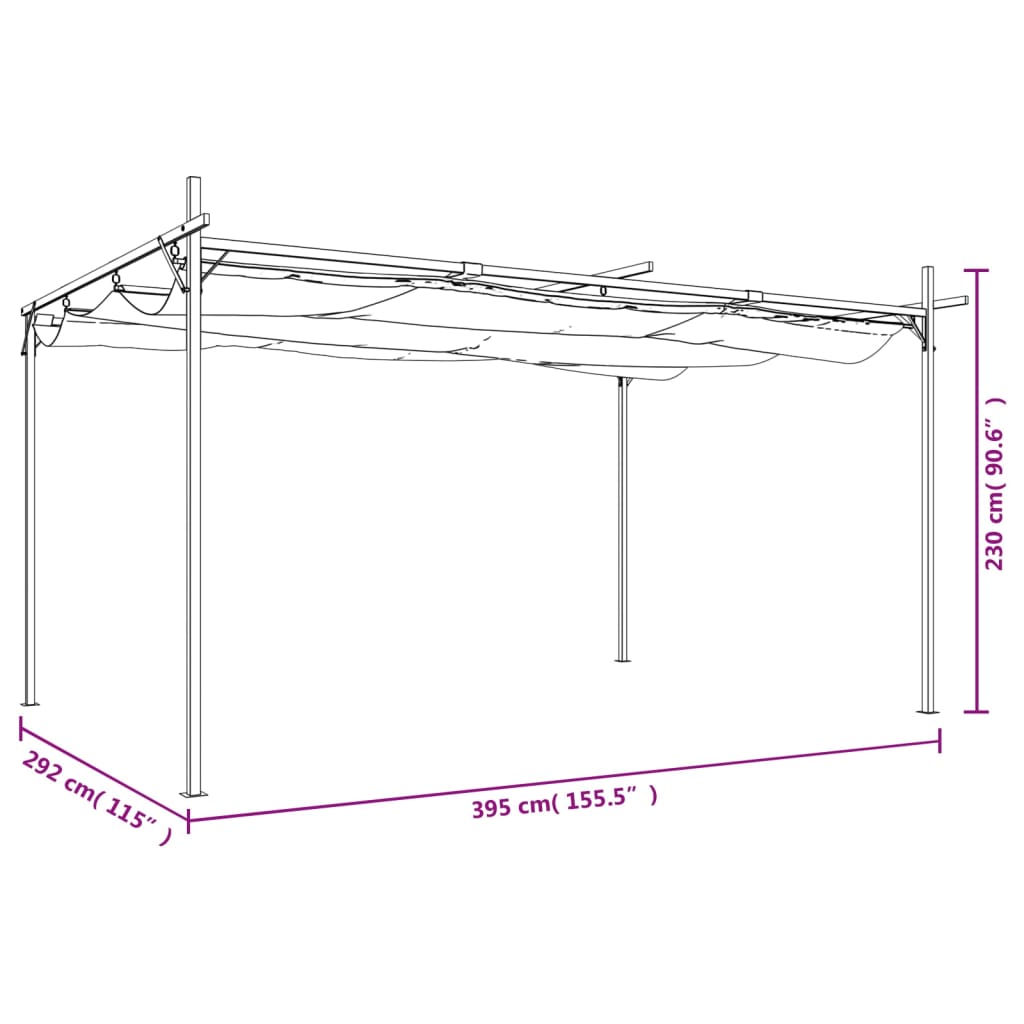 Pergola à toit rétractable 589x292x230