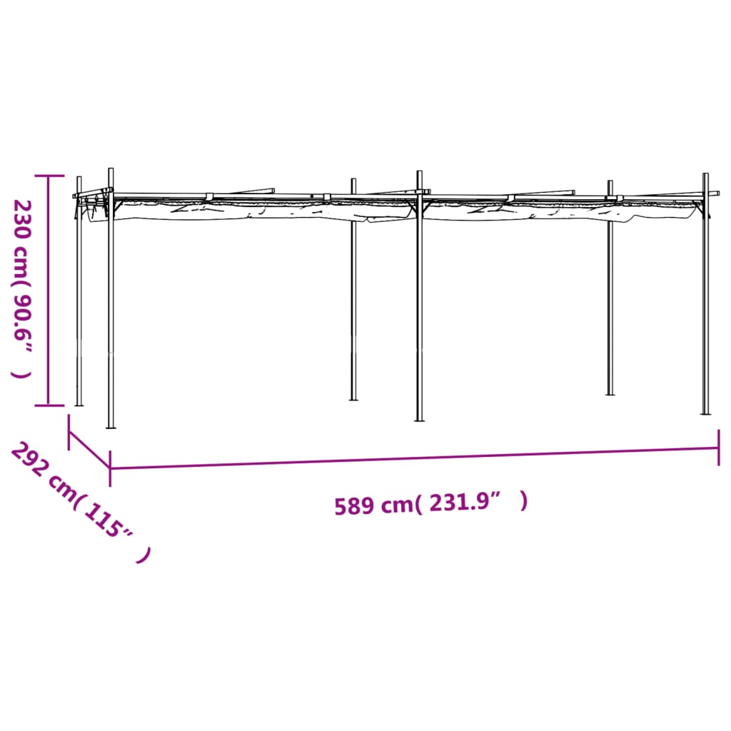 Pergola met uitschuifbaar dak 295x292x230 antracietkleurig