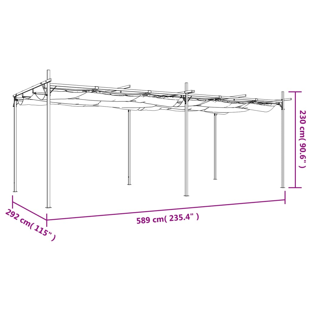 Pergola à toit rétractable 589x292x230