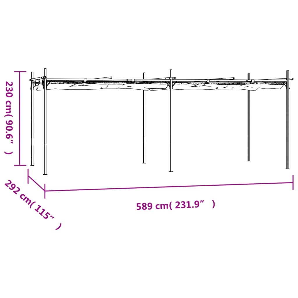 Pergola met uitschuifbaar dak 295x292x230 antracietkleurig