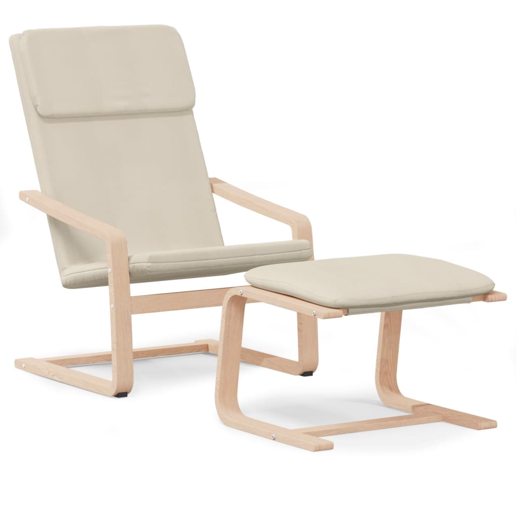 Fauteuil de relaxation avec repose-pieds en tissu couleur crème