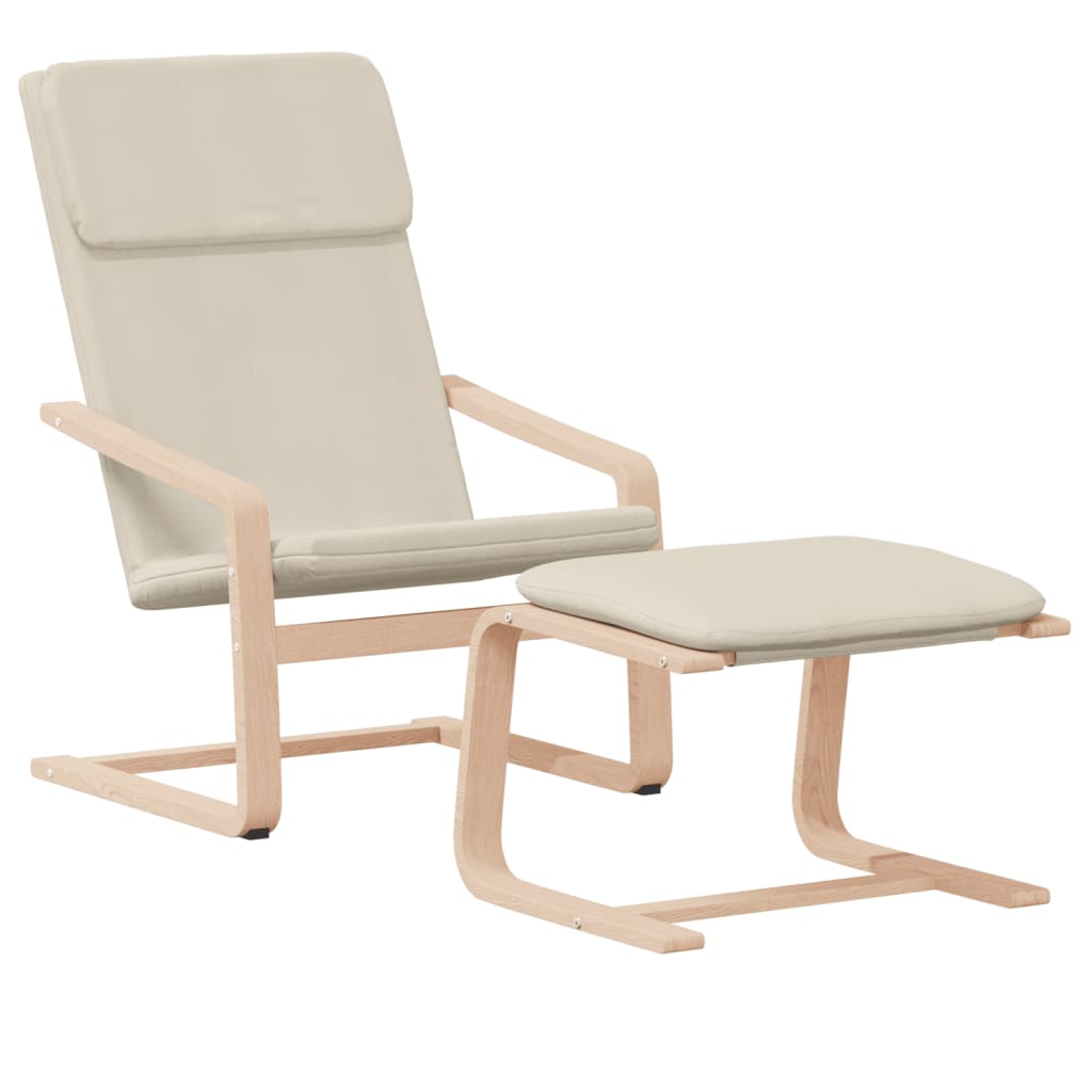 Fauteuil de relaxation avec repose-pieds en tissu couleur crème