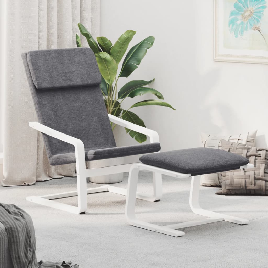 Fauteuil de relaxation avec repose-pieds en tissu couleur crème