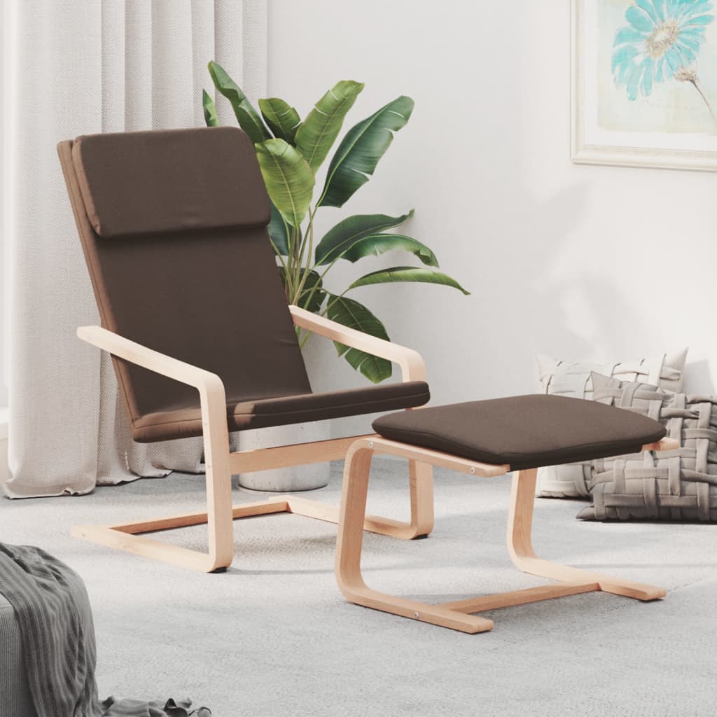 Fauteuil de relaxation avec repose-pieds en tissu couleur crème