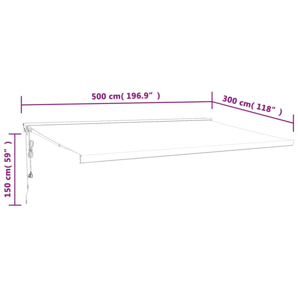 Luifel uittrekbaar 5x3 m stof aluminium