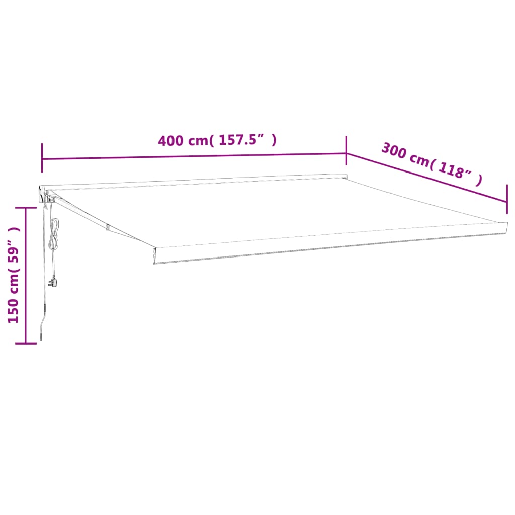 Luifel uittrekbaar 5x3 m stof aluminium