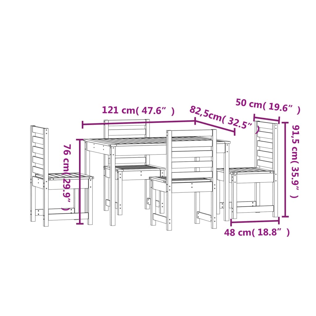 5-delige Tuinset massief