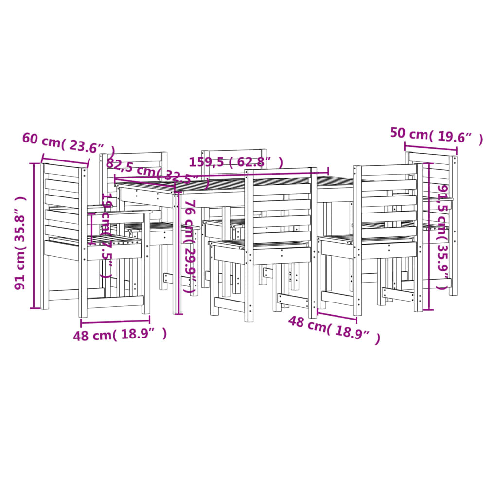 7-delige Tuinset massief