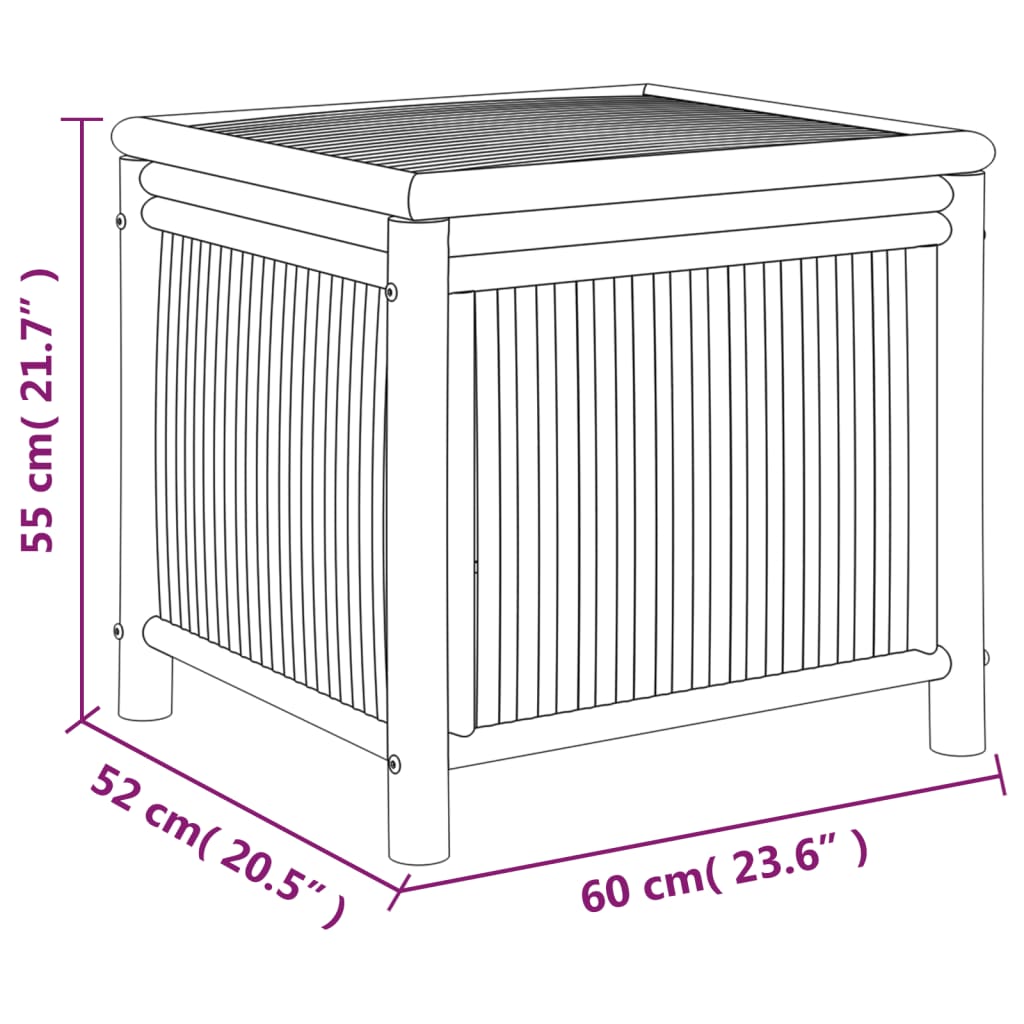 Coffre de jardin 90x52x55 cm bambou