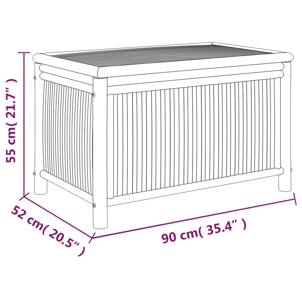 Coffre de jardin 90x52x55 cm bambou