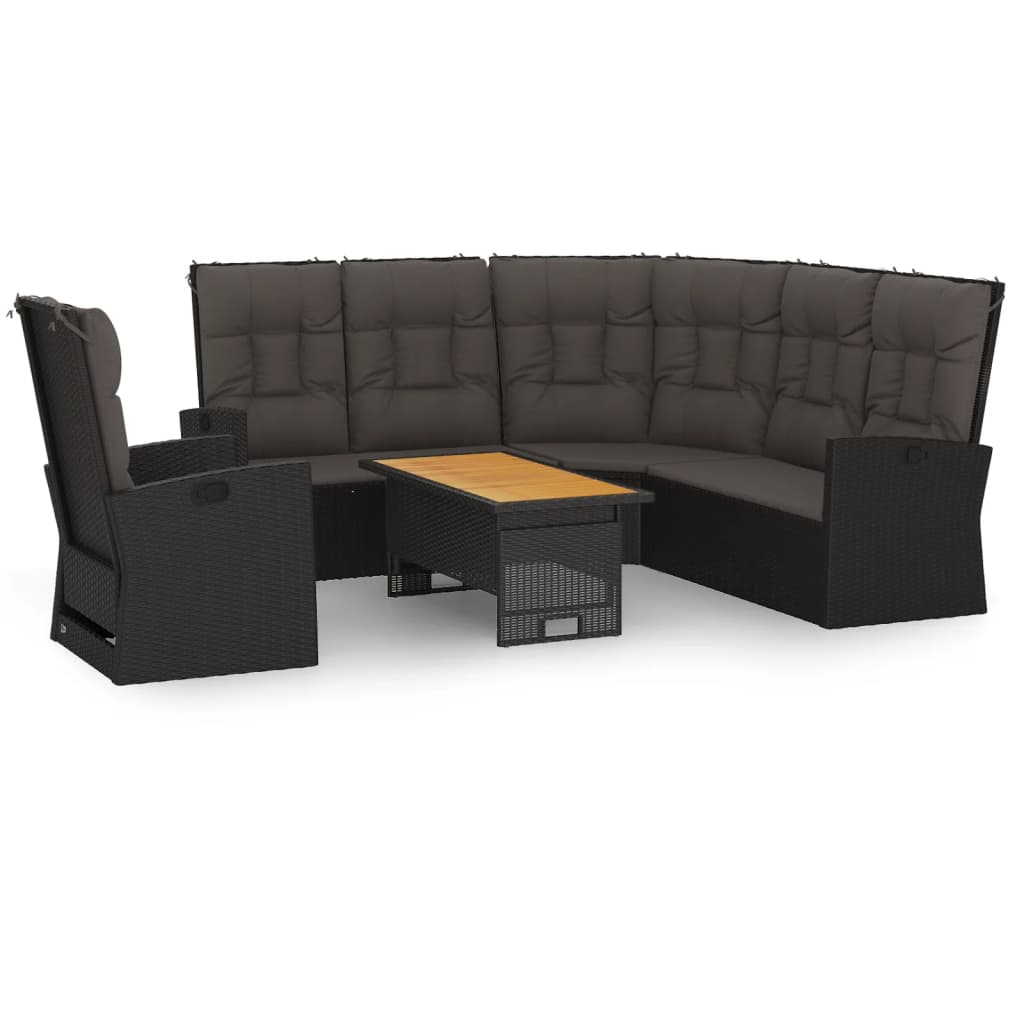 3-delige Loungeset met kussens poly rattan