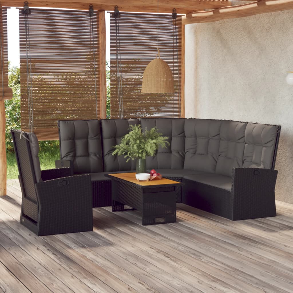 3-delige Loungeset met kussens poly rattan