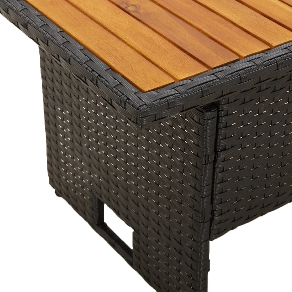 Tuintafel 100x50x43/63 cm acaciahout en poly rattan