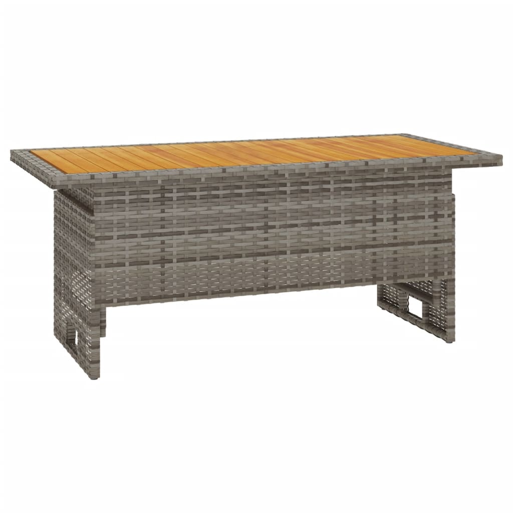 Tuintafel 100x50x43/63 cm acaciahout en poly rattan grijs