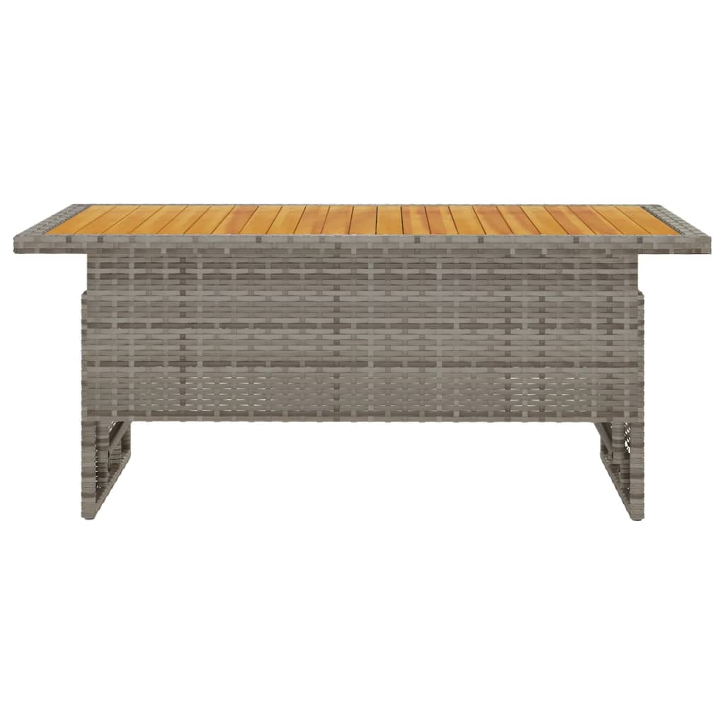 Tuintafel 100x50x43/63 cm acaciahout en poly rattan grijs