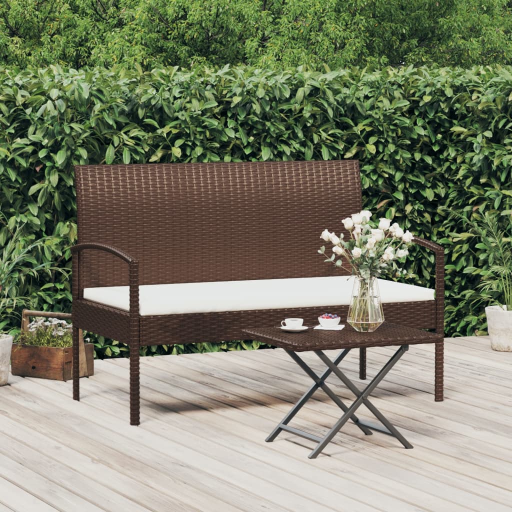 Banc de jardin avec coussin 105 cm poly rotin