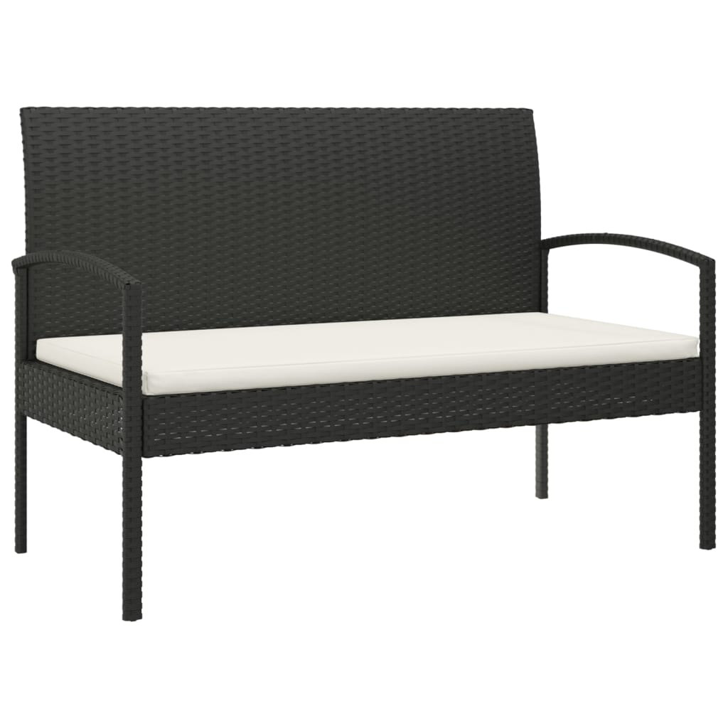 Banc de jardin avec coussin 105 cm poly rotin