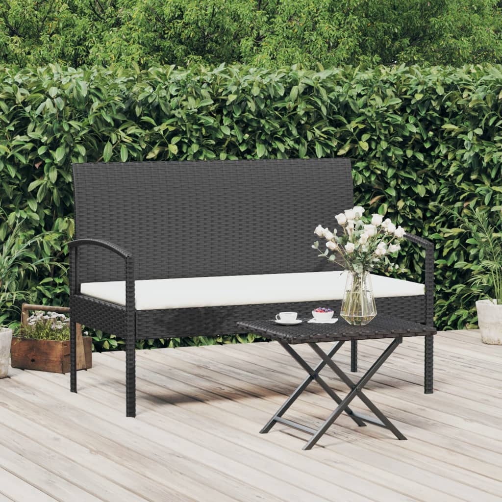 Banc de jardin avec coussin 105 cm poly rotin