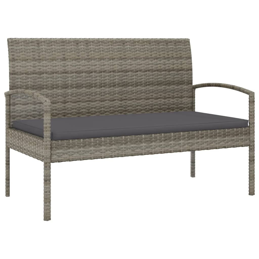 Banc de jardin avec coussin 105 cm poly rotin