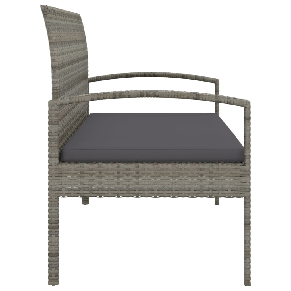 Banc de jardin avec coussin 105 cm poly rotin