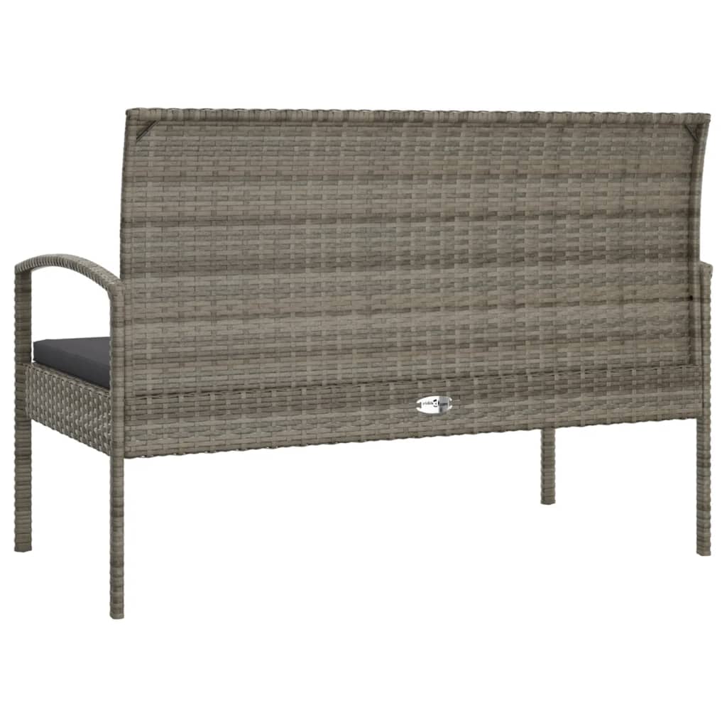 Banc de jardin avec coussin 105 cm poly rotin