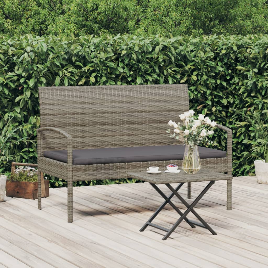 Banc de jardin avec coussin 105 cm poly rotin