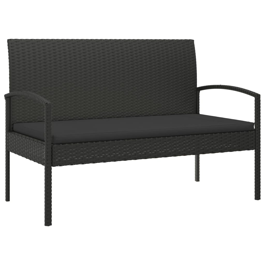 Banc de jardin avec coussin 105 cm poly rotin