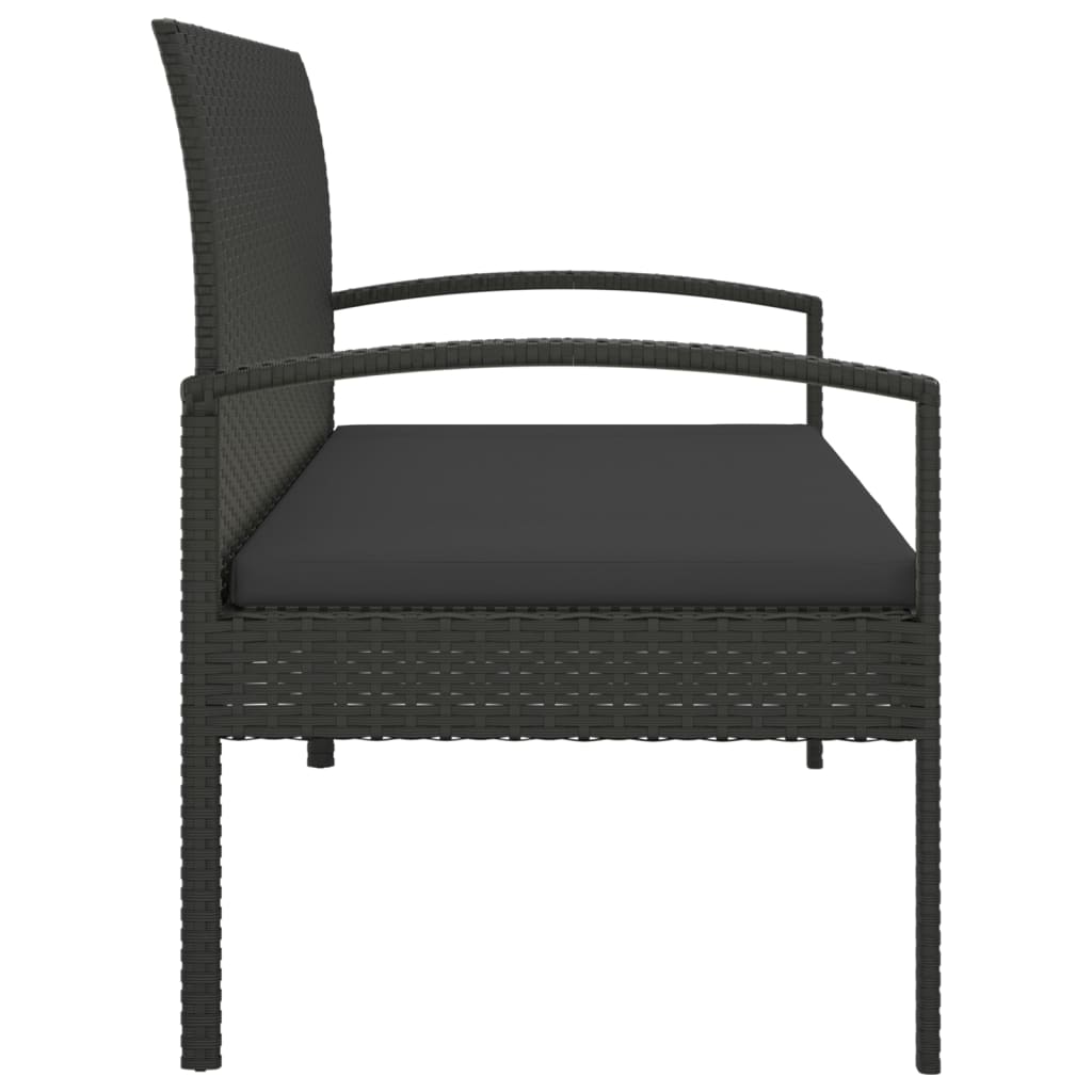 Banc de jardin avec coussin 105 cm poly rotin