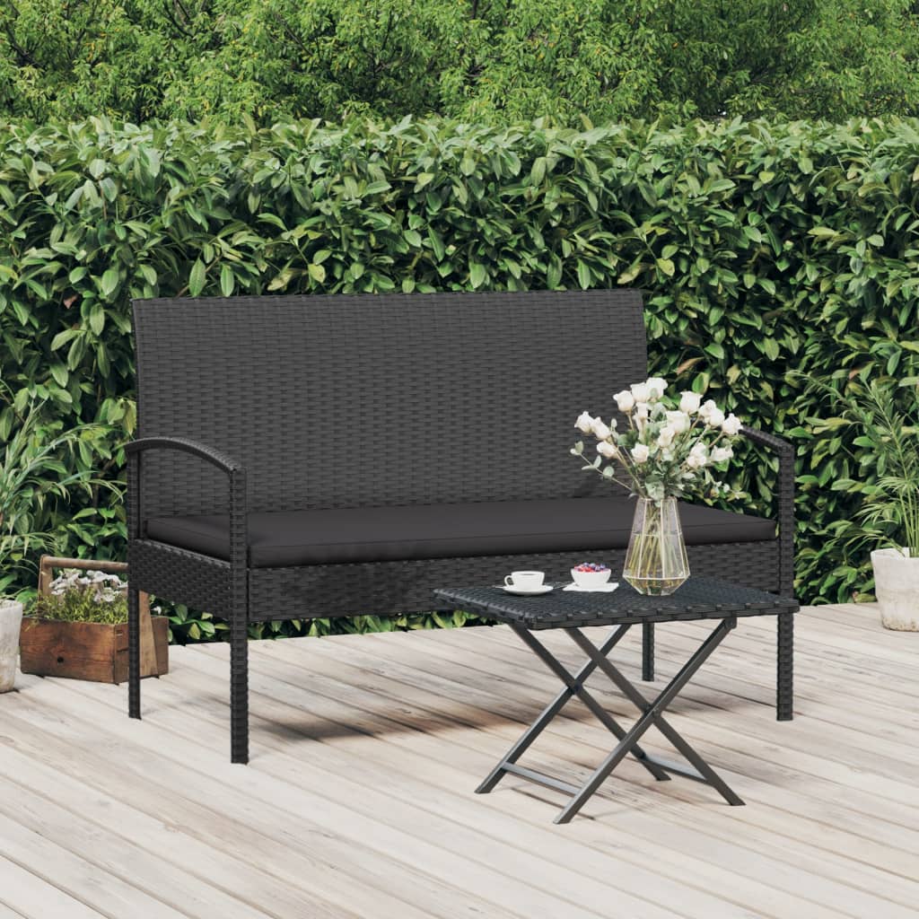 Banc de jardin avec coussin 105 cm poly rotin