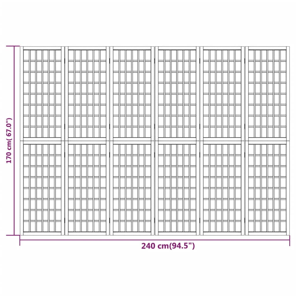 Kamerscherm inklapbaar 6 panelen Japanse stijl 240x170 cm