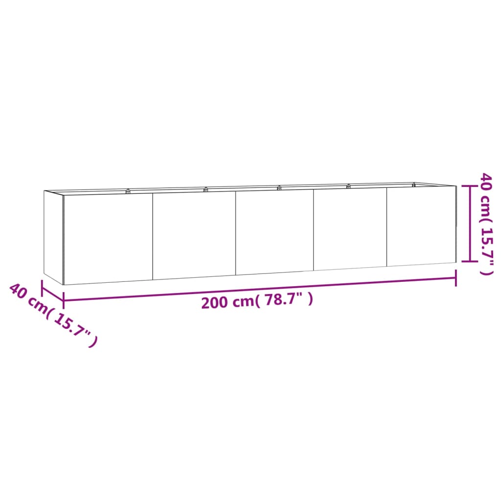 Plantenbak verhoogd 200x80x80 cm cortenstaal