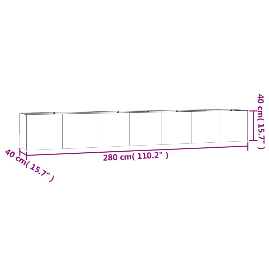 Plantenbak verhoogd 200x80x80 cm cortenstaal