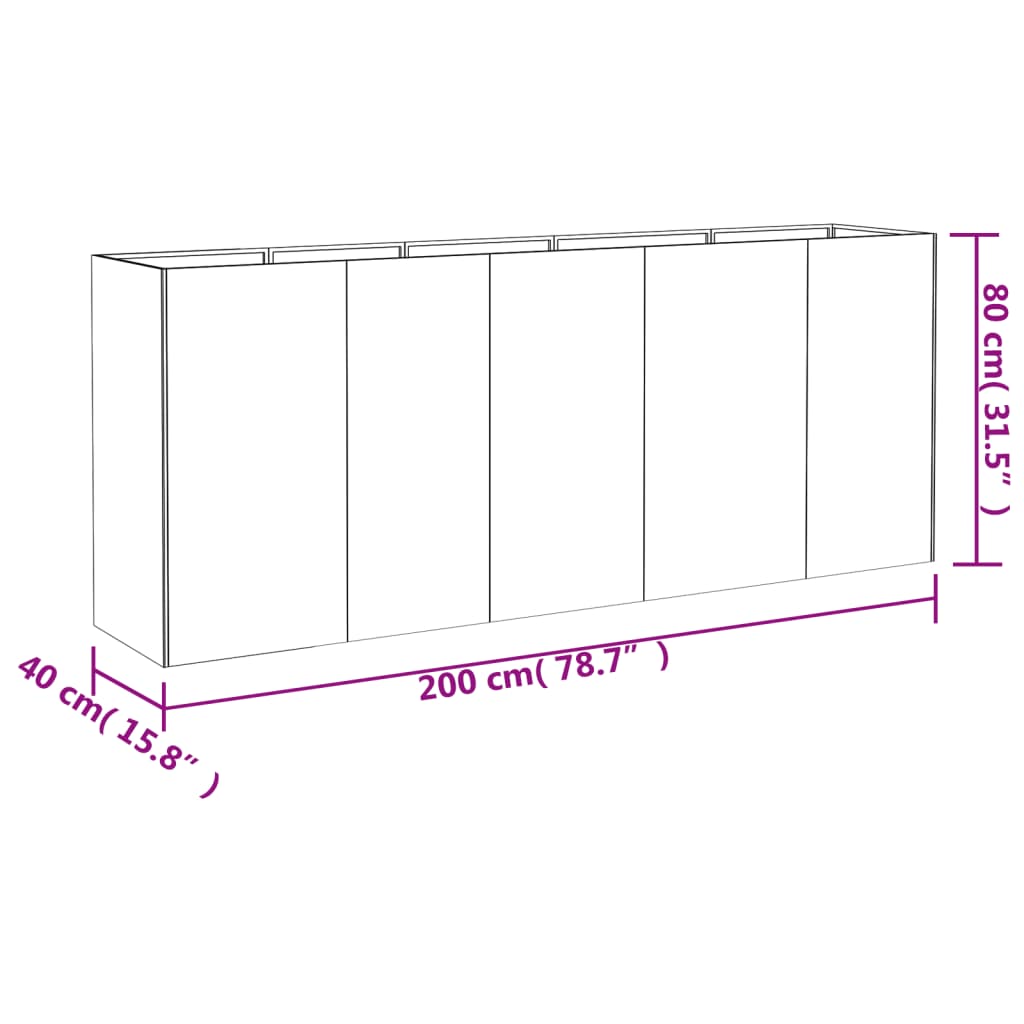 Plantenbak verhoogd 280x40x80 cm cortenstaal