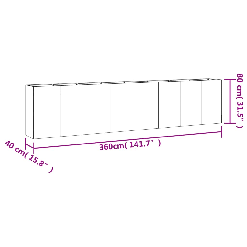 Plantenbak verhoogd 200x80x80 cm cortenstaal