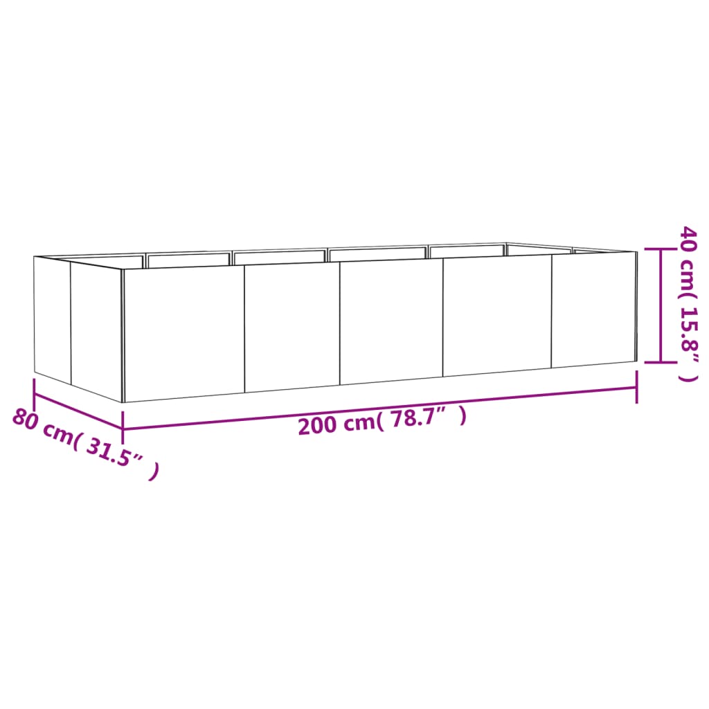 Plantenbak verhoogd 200x80x80 cm cortenstaal