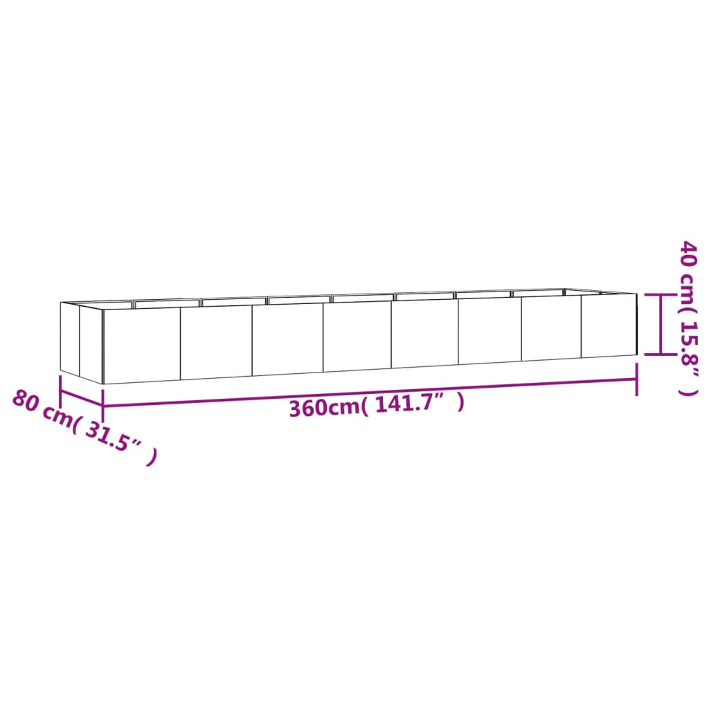 Plantenbak verhoogd 280x40x80 cm cortenstaal