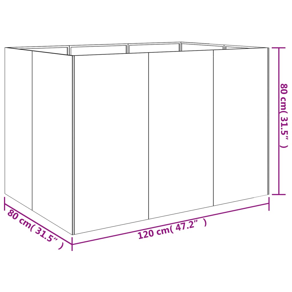 Plantenbak verhoogd 200x80x80 cm cortenstaal