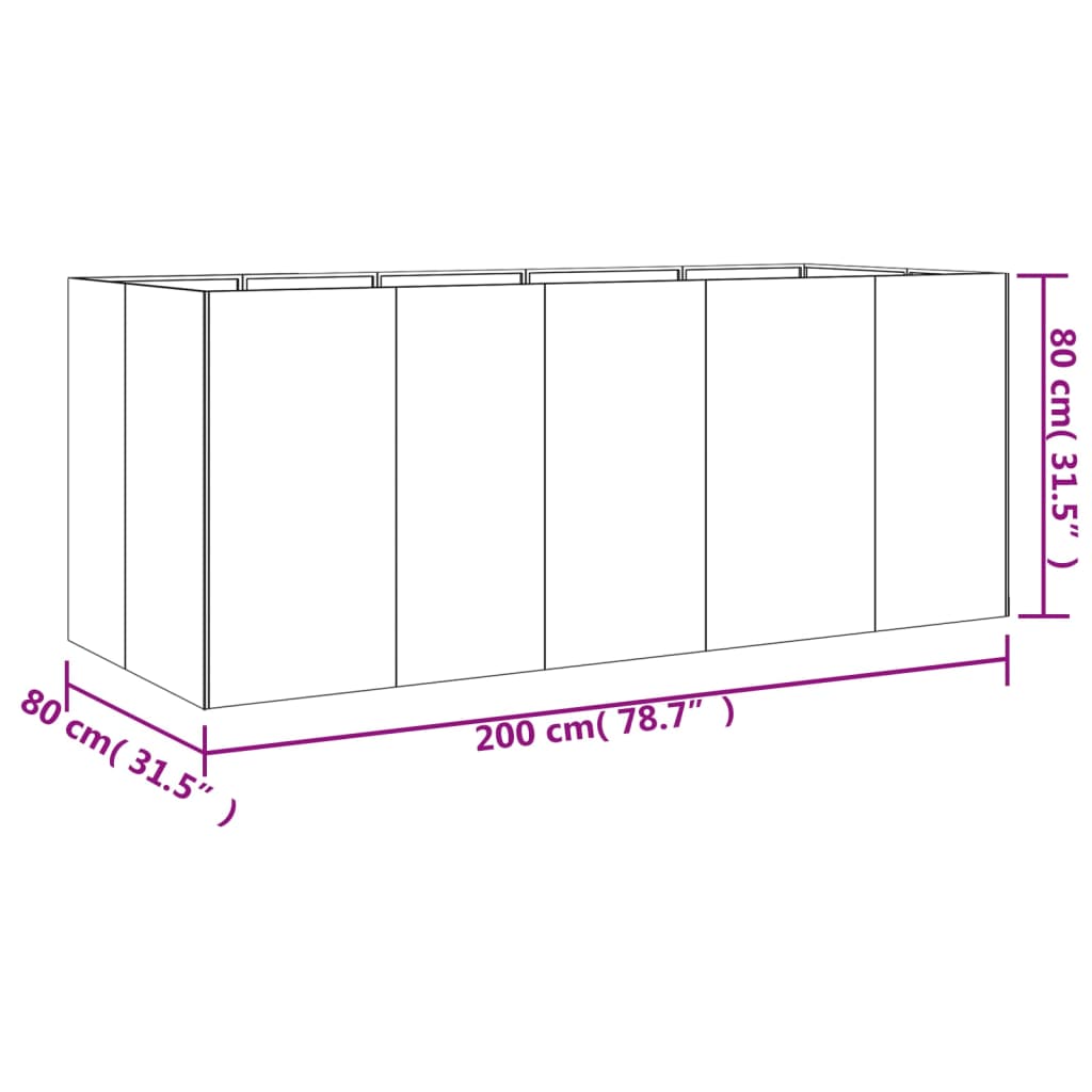 Plantenbak verhoogd 280x40x80 cm cortenstaal